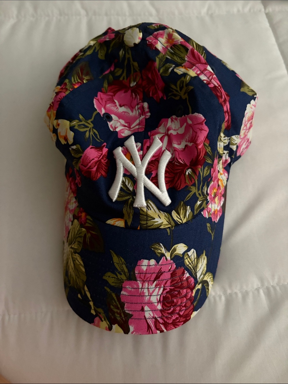 47 Women’s Floral NY Baseball Cap - Navy with Pink Flowers